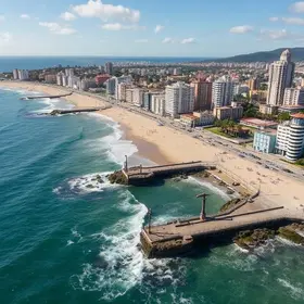 obras de revitalização na Praia das Pedrinhas